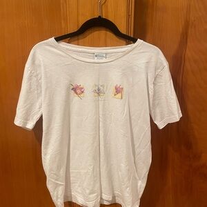 Vintage Columbia White Floral Graphic Tee